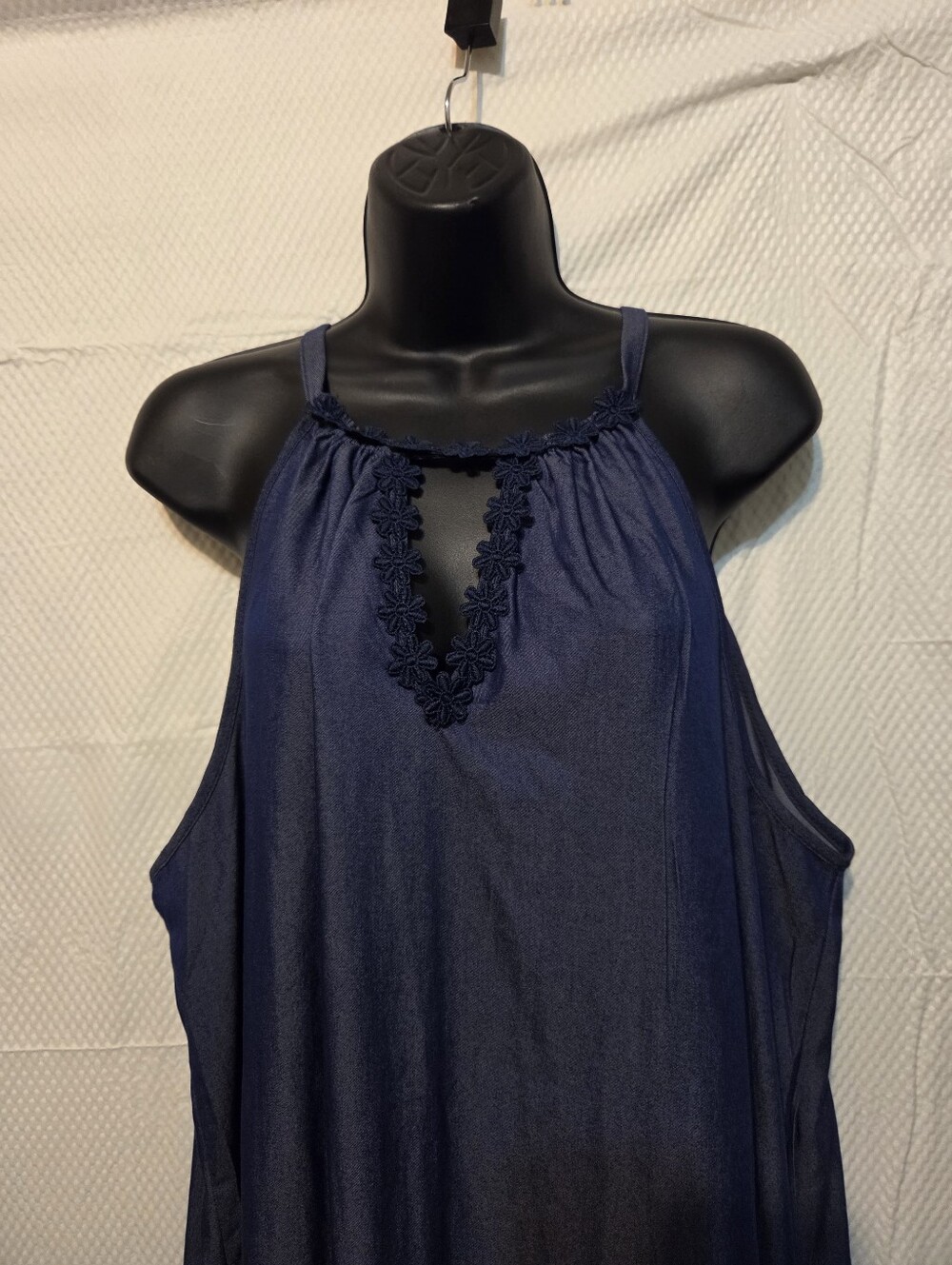 Navy Embellished Maxi Laced Front Light Dress Women